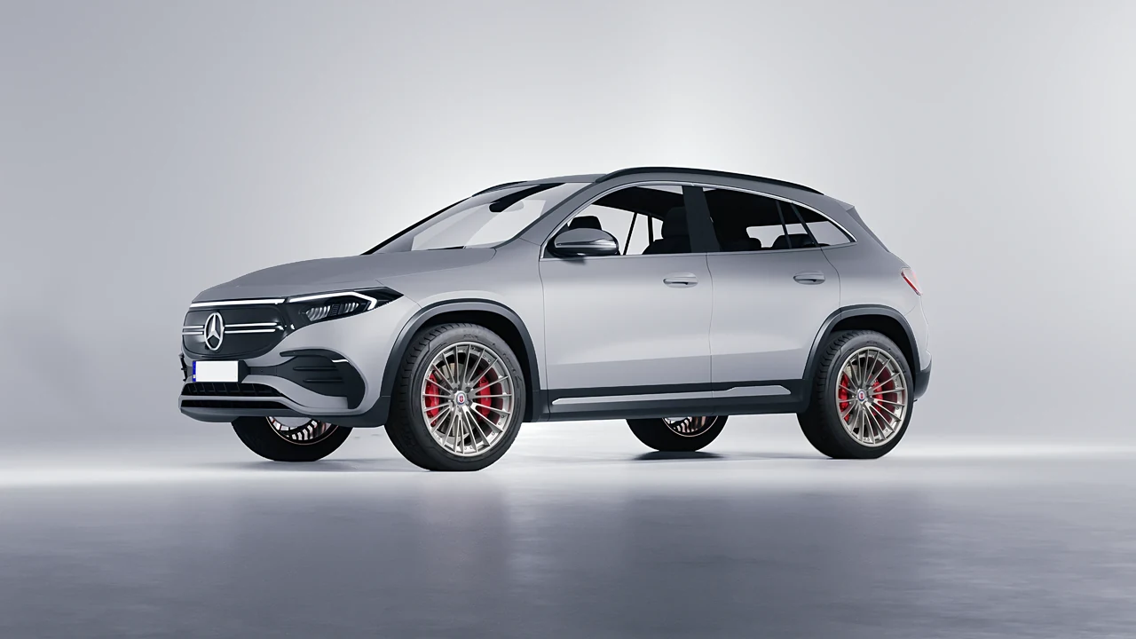 Mercedes-Benz EQA 2022 on HRE Performance Wheels S209 forged wheels, front three-quarter view