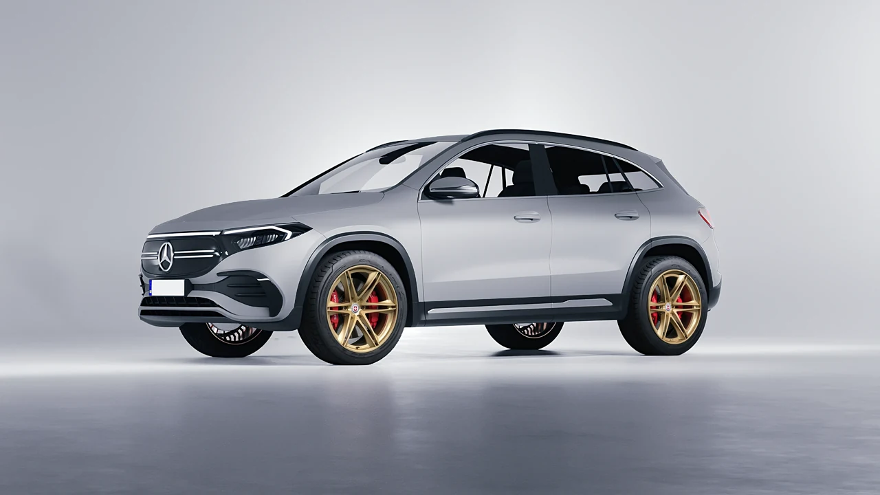 Mercedes-Benz EQA 2022 on HRE Performance Wheels S267H forged wheels, front three-quarter view