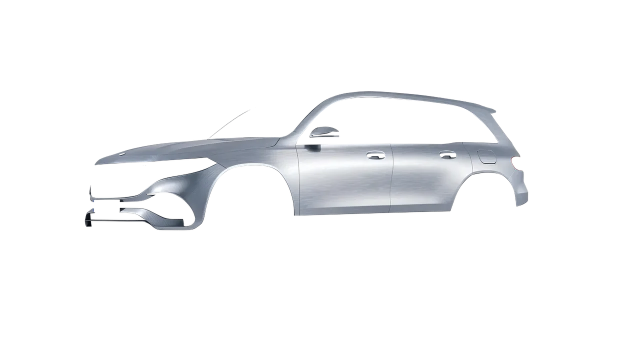 Mercedes-Benz EQB 2022 wrapped in Brushed Aluminum (Avery Dennison SW900-812-X), front three-quarter view