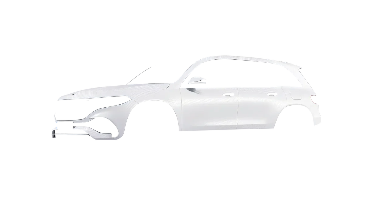 Mercedes-Benz EQB 2022 wrapped in Carbon Fiber White (Avery Dennison SW900-115-X), front three-quarter view