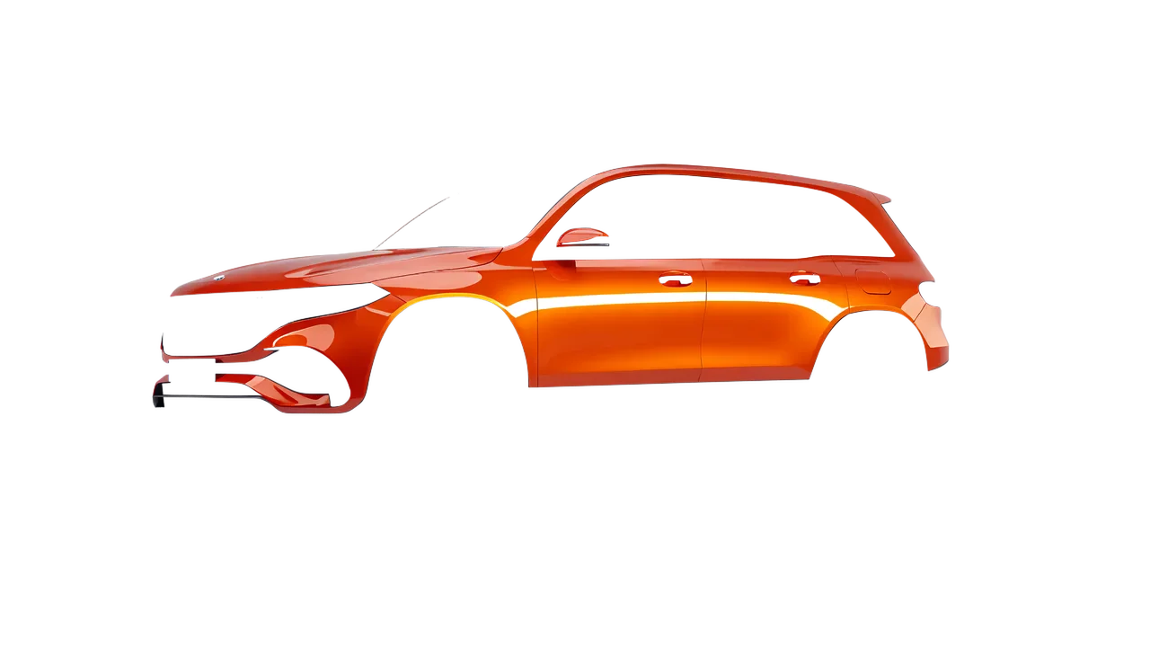 Mercedes-Benz EQB 2022 wrapped in Fiery Orange (3M G364), front three-quarter view