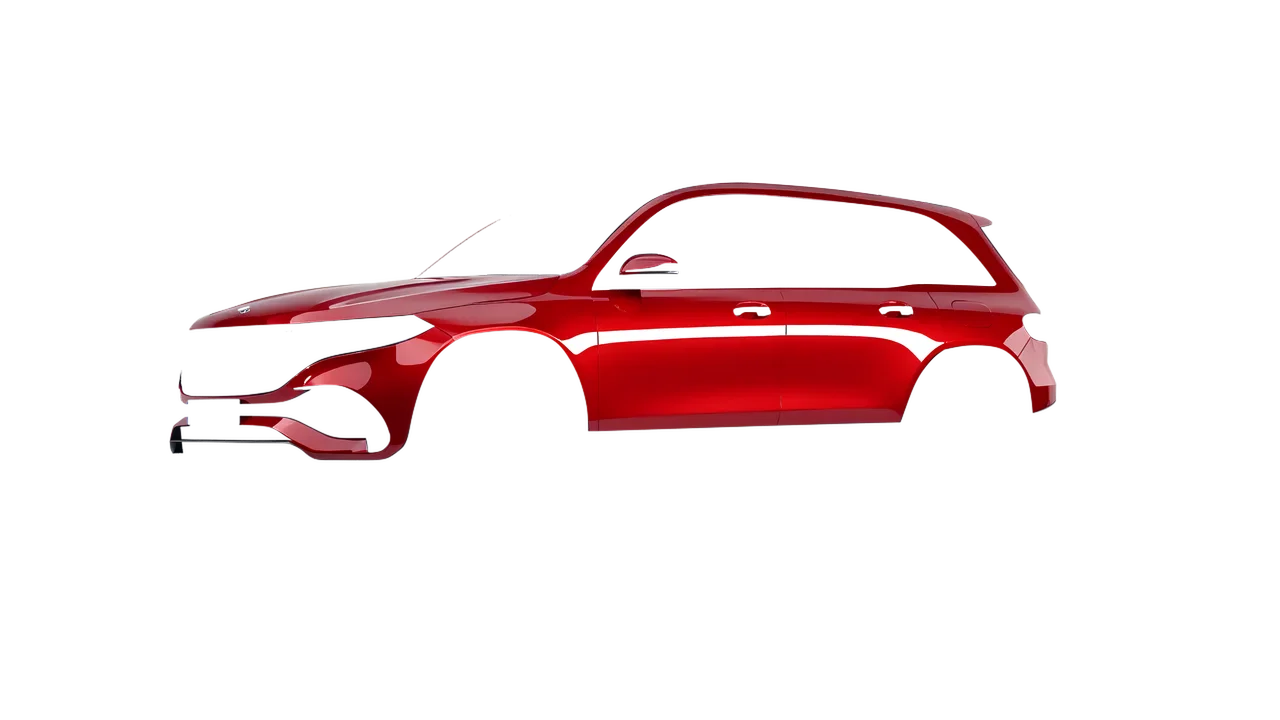 Mercedes-Benz EQB 2022 wrapped in Hot Rod Red (3M G13), front three-quarter view