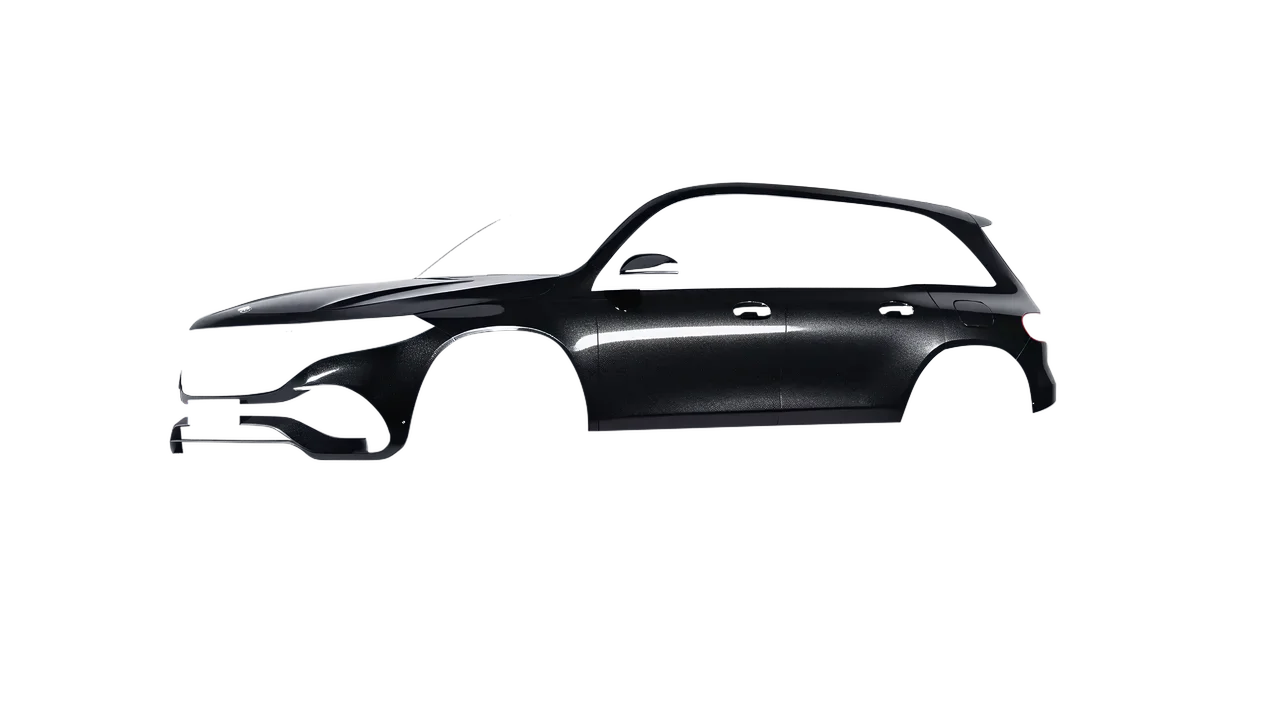 Mercedes-Benz EQB 2022 wrapped in Mystery Black (Avery Dennison SW900-184-M), front three-quarter view