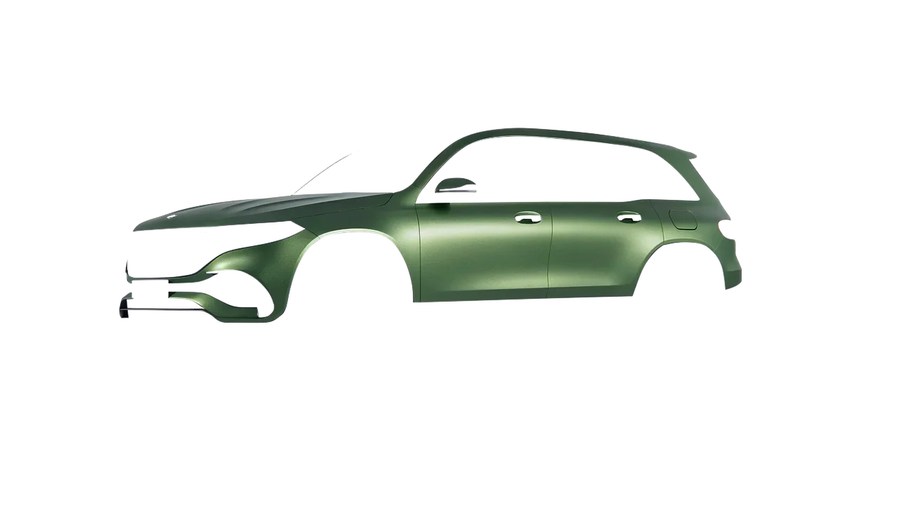 Mercedes-Benz EQB 2022 wrapped in Apple Green (Avery Dennison SW900-745-M), front three-quarter view