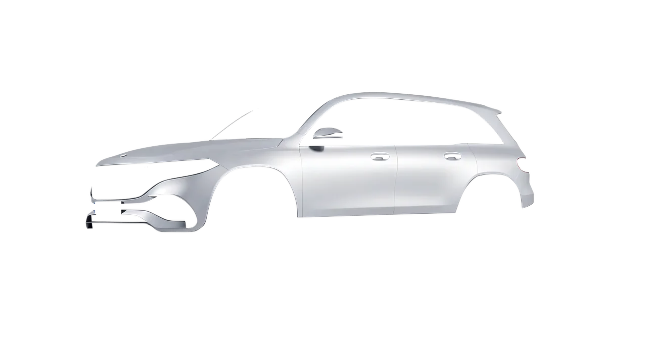 Mercedes-Benz EQB 2022 wrapped in Matte Silver (3M M21), front three-quarter view