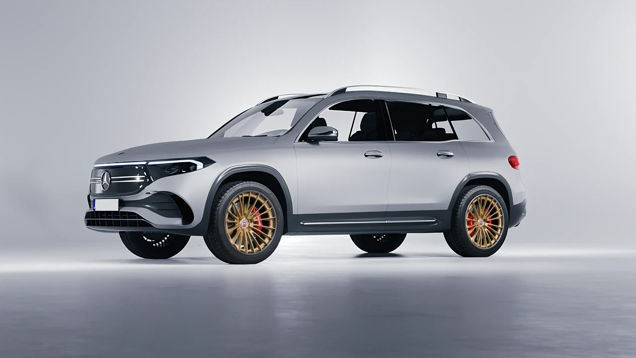 Mercedes-Benz EQB 2022 on HRE Performance Wheels S209H forged wheels, front three-quarter view