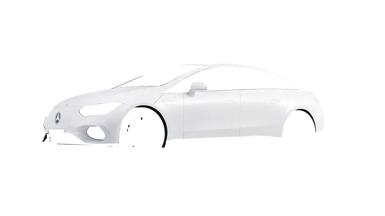 Mercedes-Benz EQE 2022 wrapped in Carbon Fiber White (Avery Dennison SW900-115-X), front three-quarter view