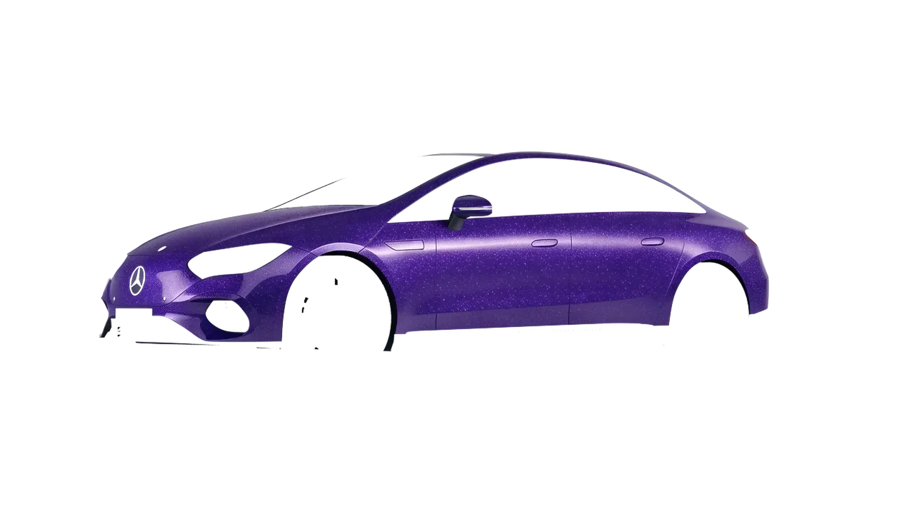 Mercedes-Benz EQE 2022 wrapped in Purple (Avery Dennison SW900-587-D), front three-quarter view