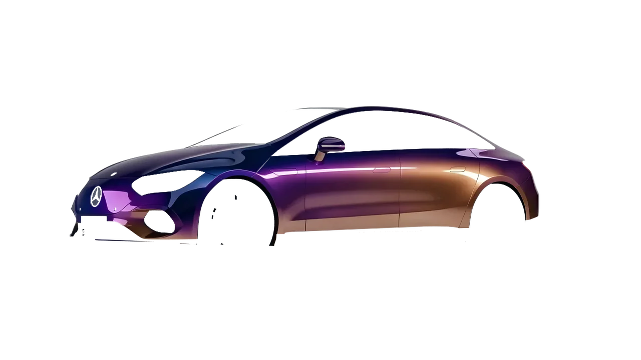 Mercedes-Benz EQE 2022 wrapped in Gloss Flip Deep Space (3M GP278), front three-quarter view