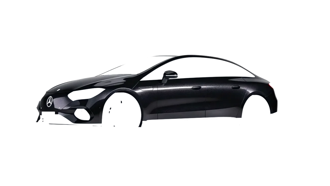 Mercedes-Benz EQE 2022 wrapped in Mystery Black (Avery Dennison SW900-184-M), front three-quarter view