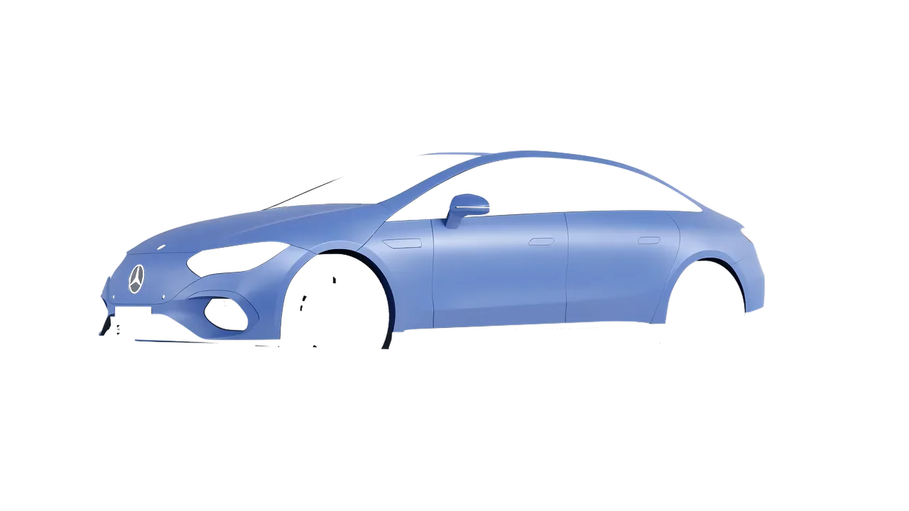 Mercedes-Benz EQE 2022 wrapped in Dreamline Blue (Avery Dennison SW900-616-O), front three-quarter view