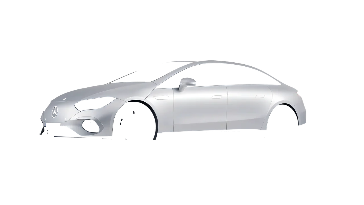 Mercedes-Benz EQE 2022 wrapped in Matte Silver (3M M21), front three-quarter view