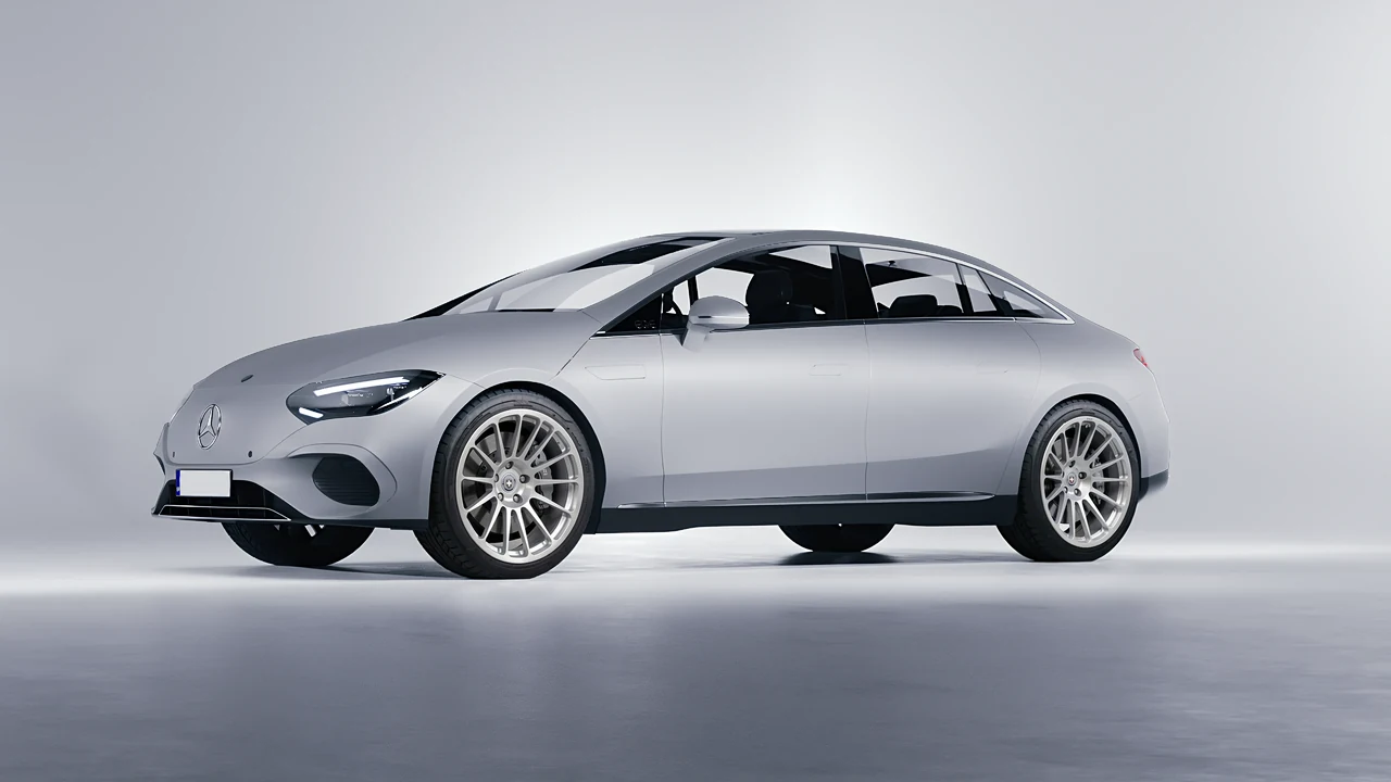 Mercedes-Benz EQE 2022 on HRE Performance Wheels 303M forged wheels, front three-quarter view