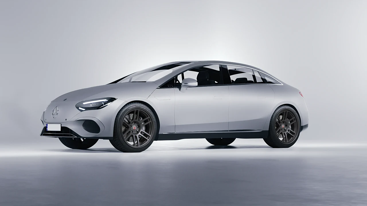 Mercedes-Benz EQE 2022 on HRE Performance Wheels 312-GT forged wheels, front three-quarter view