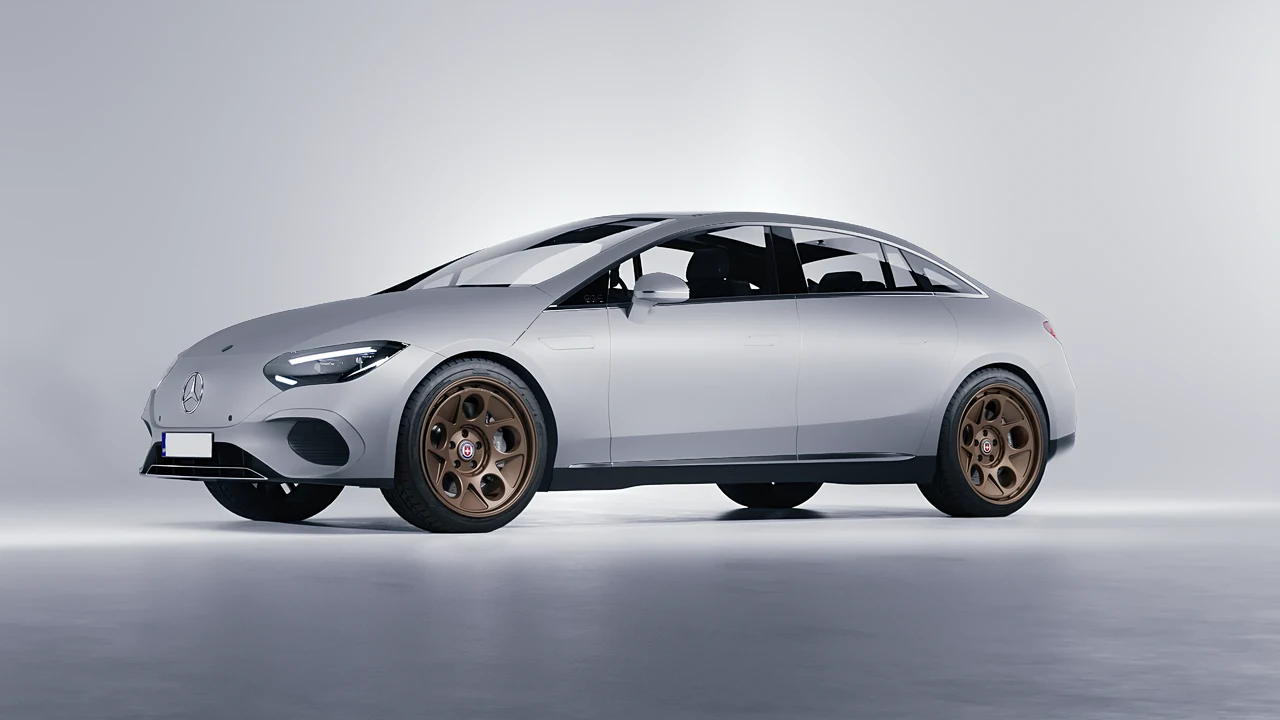 Mercedes-Benz EQE 2022 on HRE Performance Wheels 454-GTM forged wheels, front three-quarter view
