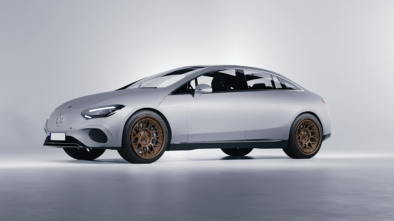 Mercedes-Benz EQE 2022 on HRE Performance Wheels 500-GTM forged wheels, front three-quarter view