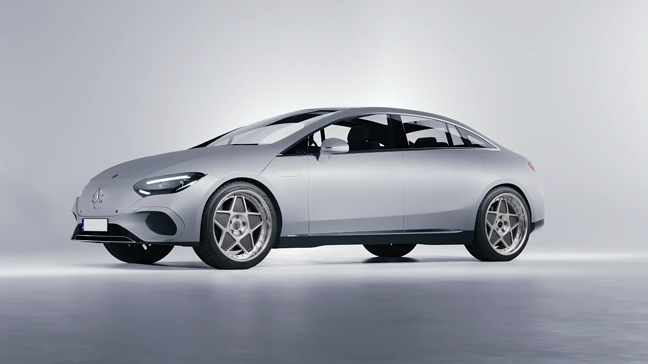 Mercedes-Benz EQE 2022 on HRE Performance Wheels 505 forged wheels, front three-quarter view
