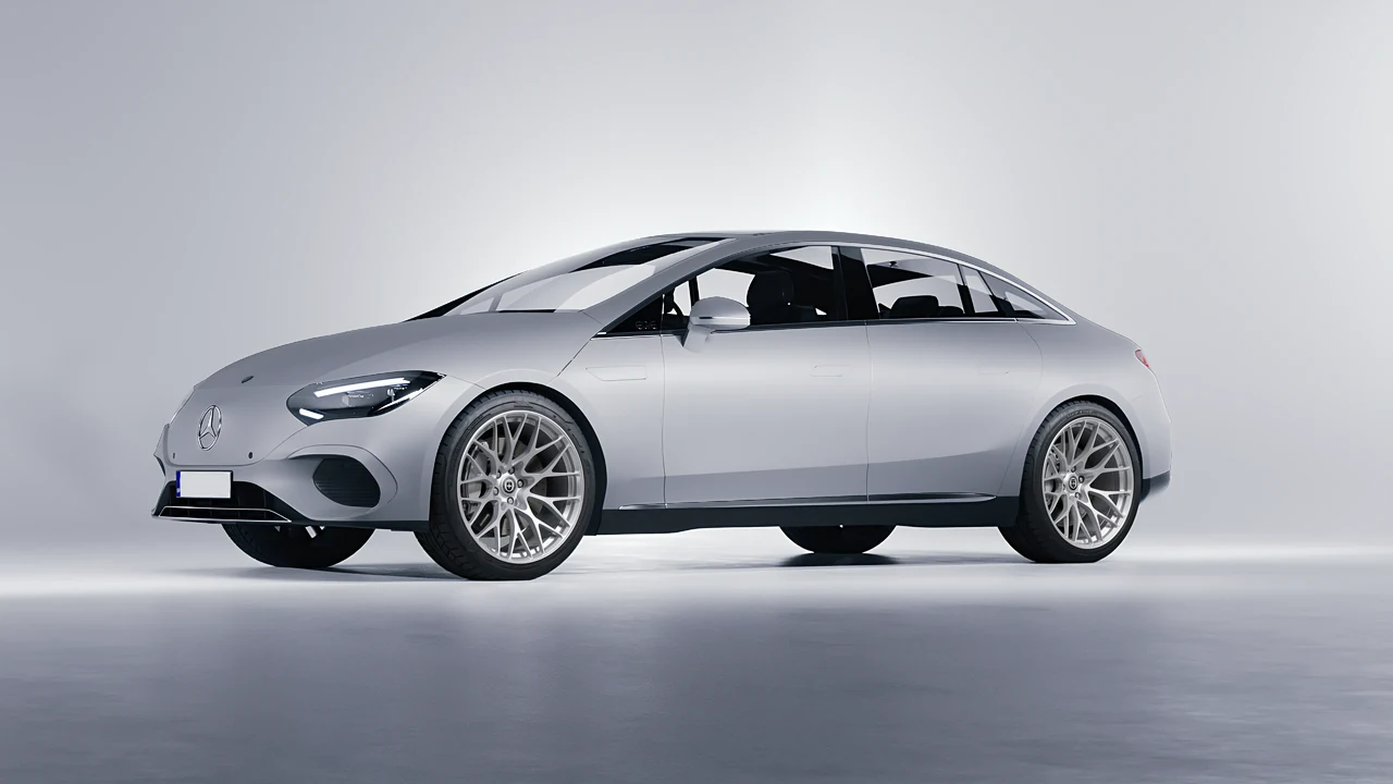 Mercedes-Benz EQE 2022 on HRE Performance Wheels 520M forged wheels, front three-quarter view