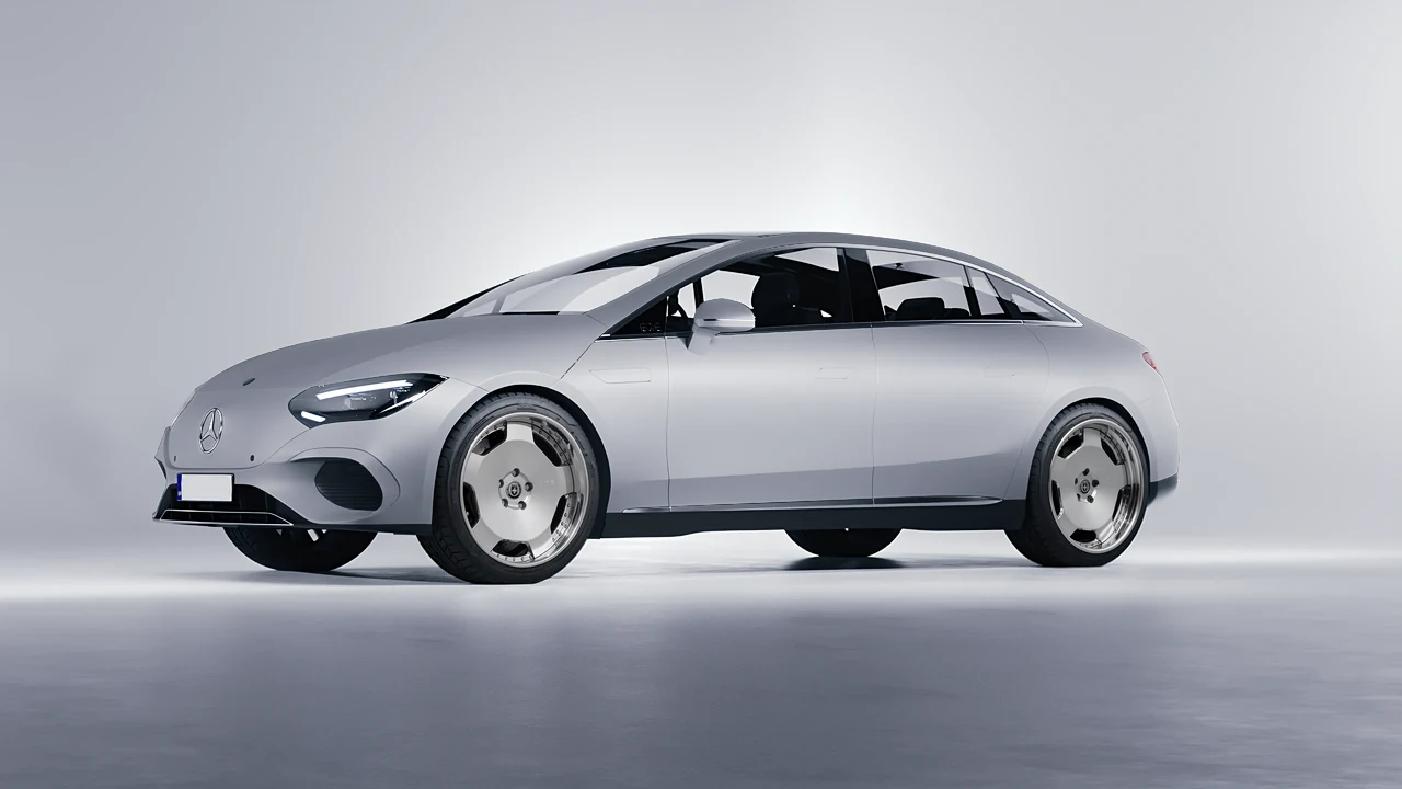 Mercedes-Benz EQE 2022 on HRE Performance Wheels 544C forged wheels, front three-quarter view