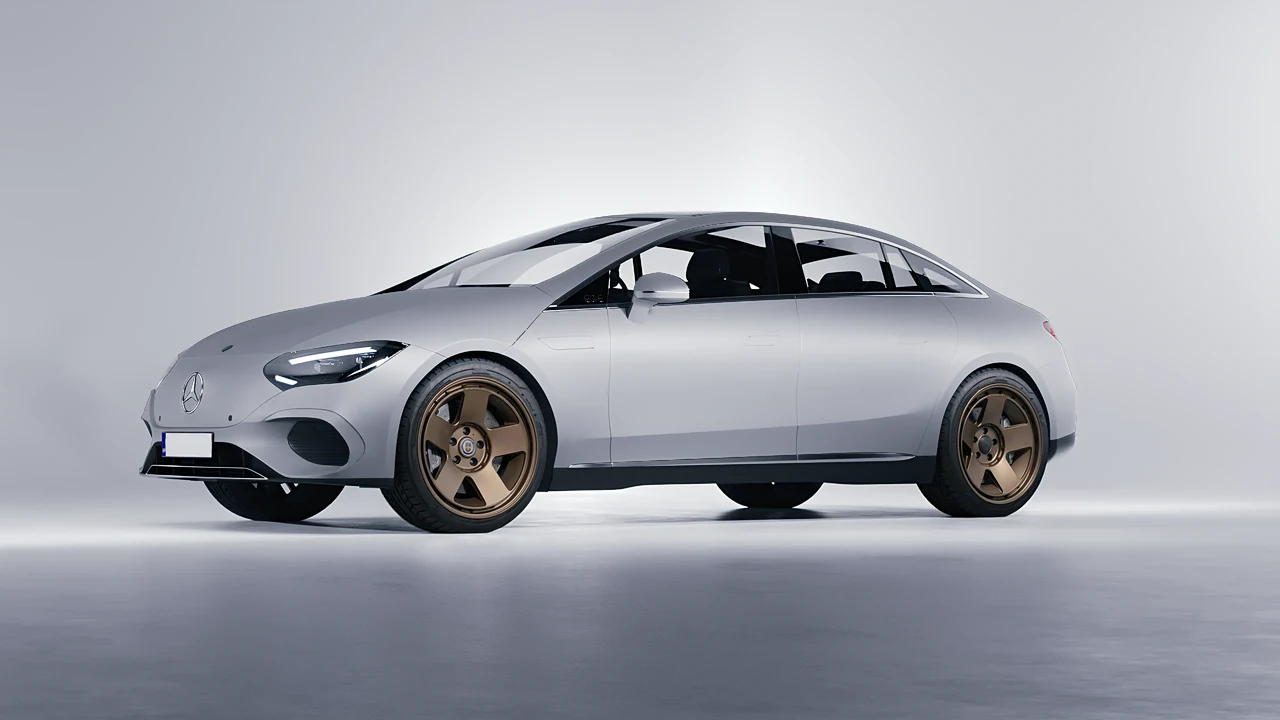 Mercedes-Benz EQE 2022 on HRE Performance Wheels 555-GTM forged wheels, front three-quarter view