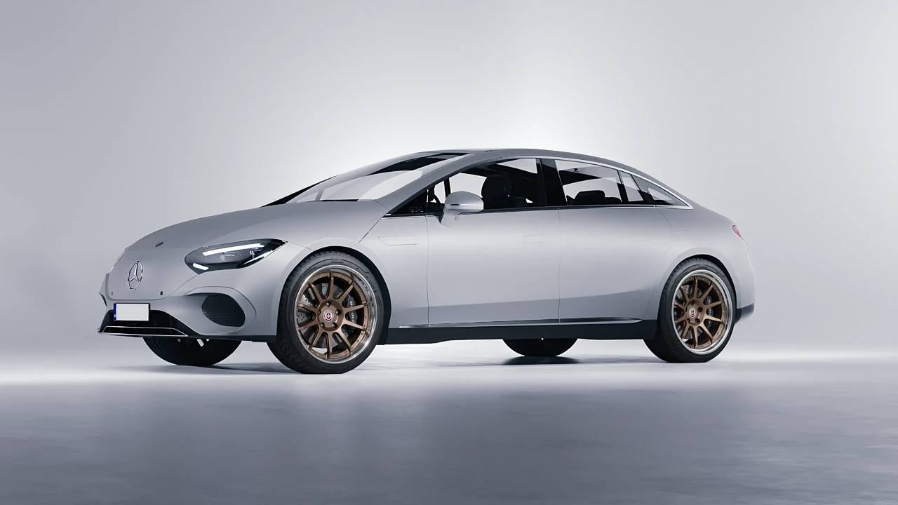 Mercedes-Benz EQE 2022 on HRE Performance Wheels C103 forged wheels, front three-quarter view