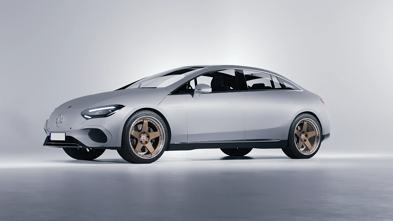 Mercedes-Benz EQE 2022 on HRE Performance Wheels C105 forged wheels, front three-quarter view