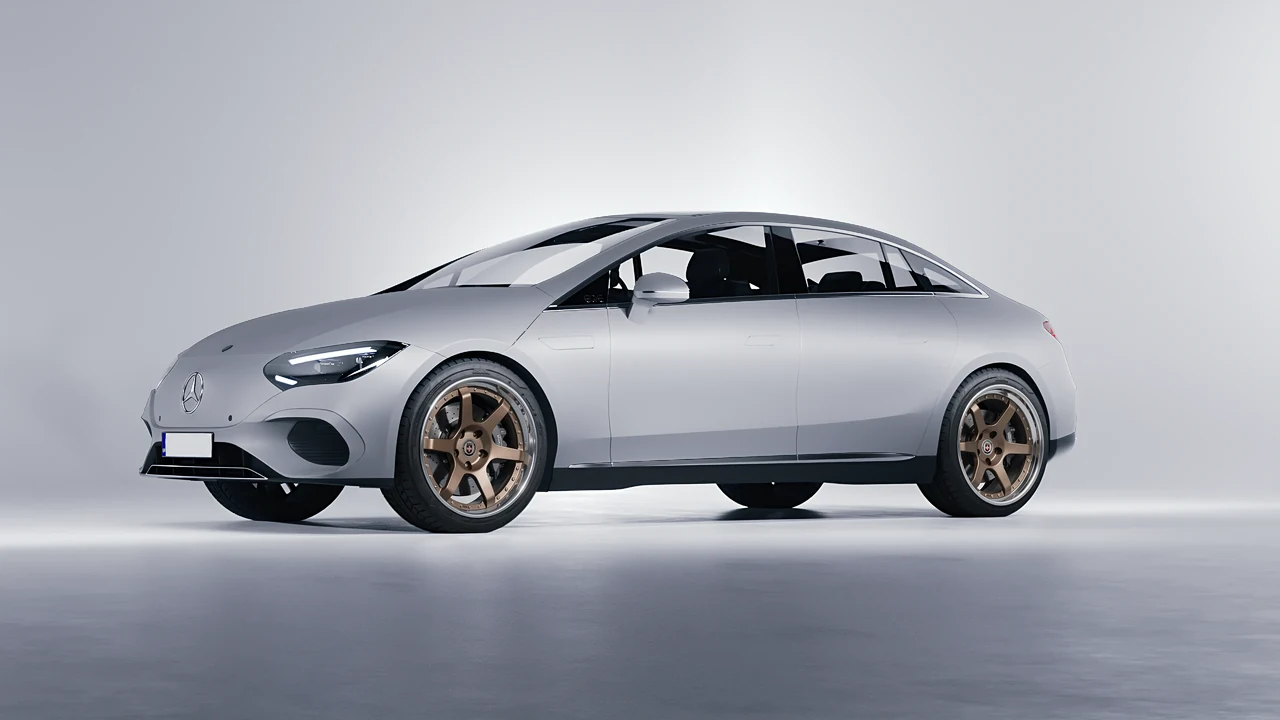 Mercedes-Benz EQE 2022 on HRE Performance Wheels C106 forged wheels, front three-quarter view