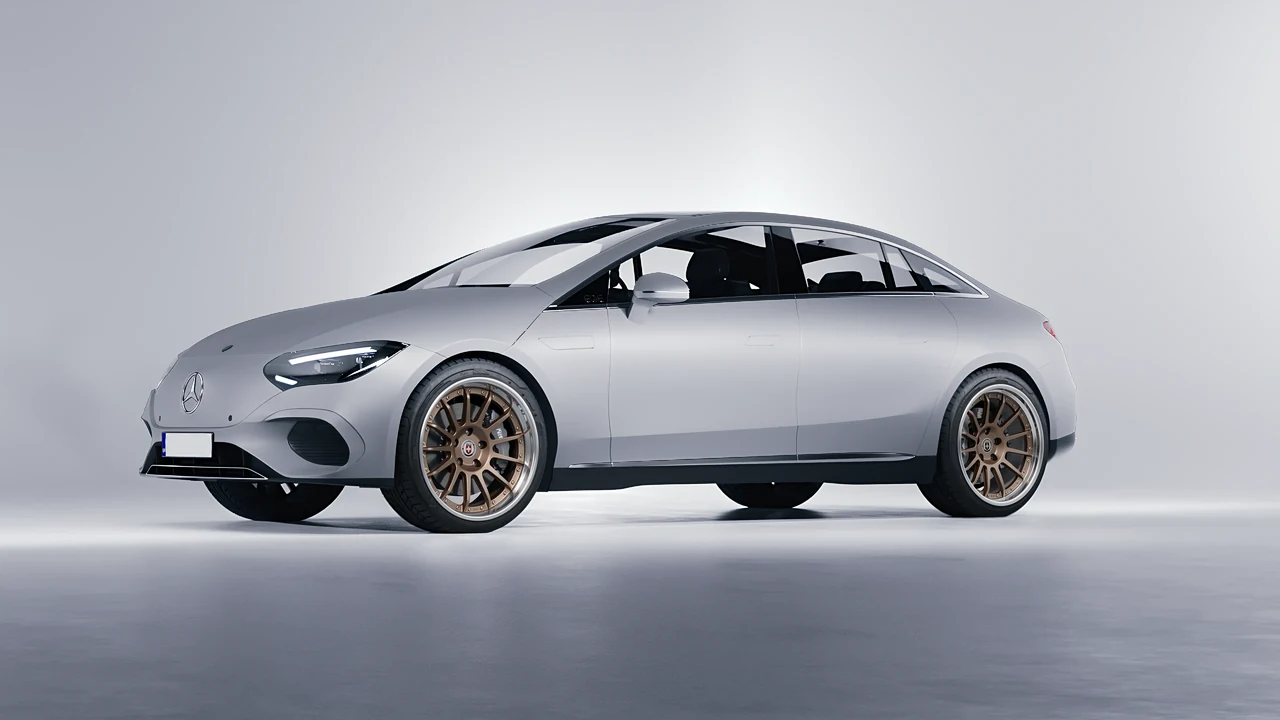 Mercedes-Benz EQE 2022 on HRE Performance Wheels C109 forged wheels, front three-quarter view