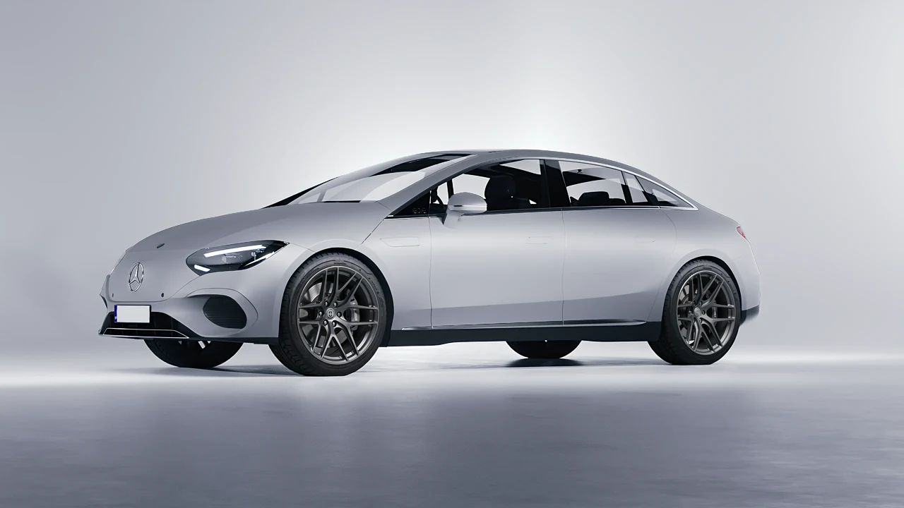 Mercedes-Benz EQE 2022 on HRE Performance Wheels P161 forged wheels, front three-quarter view