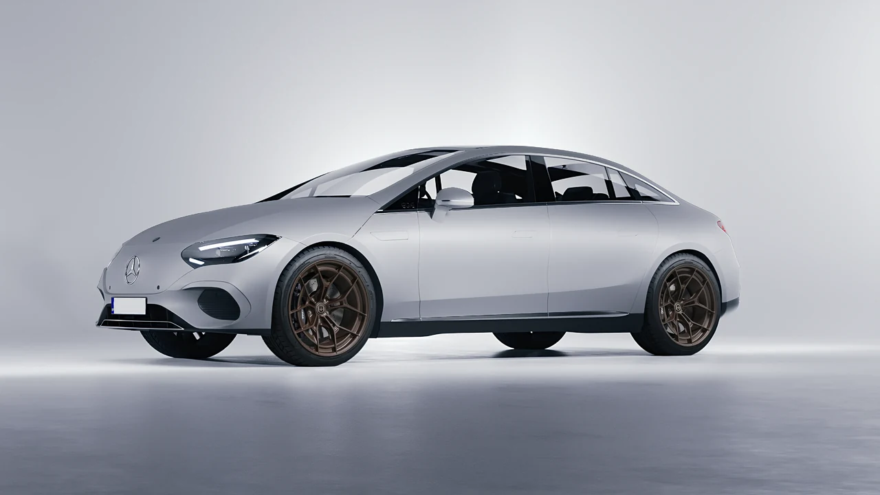 Mercedes-Benz EQE 2022 on HRE Performance Wheels P301 forged wheels, front three-quarter view