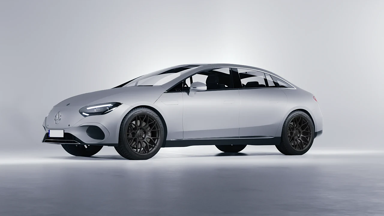 Mercedes-Benz EQE 2022 on HRE Performance Wheels RC100 forged wheels, front three-quarter view