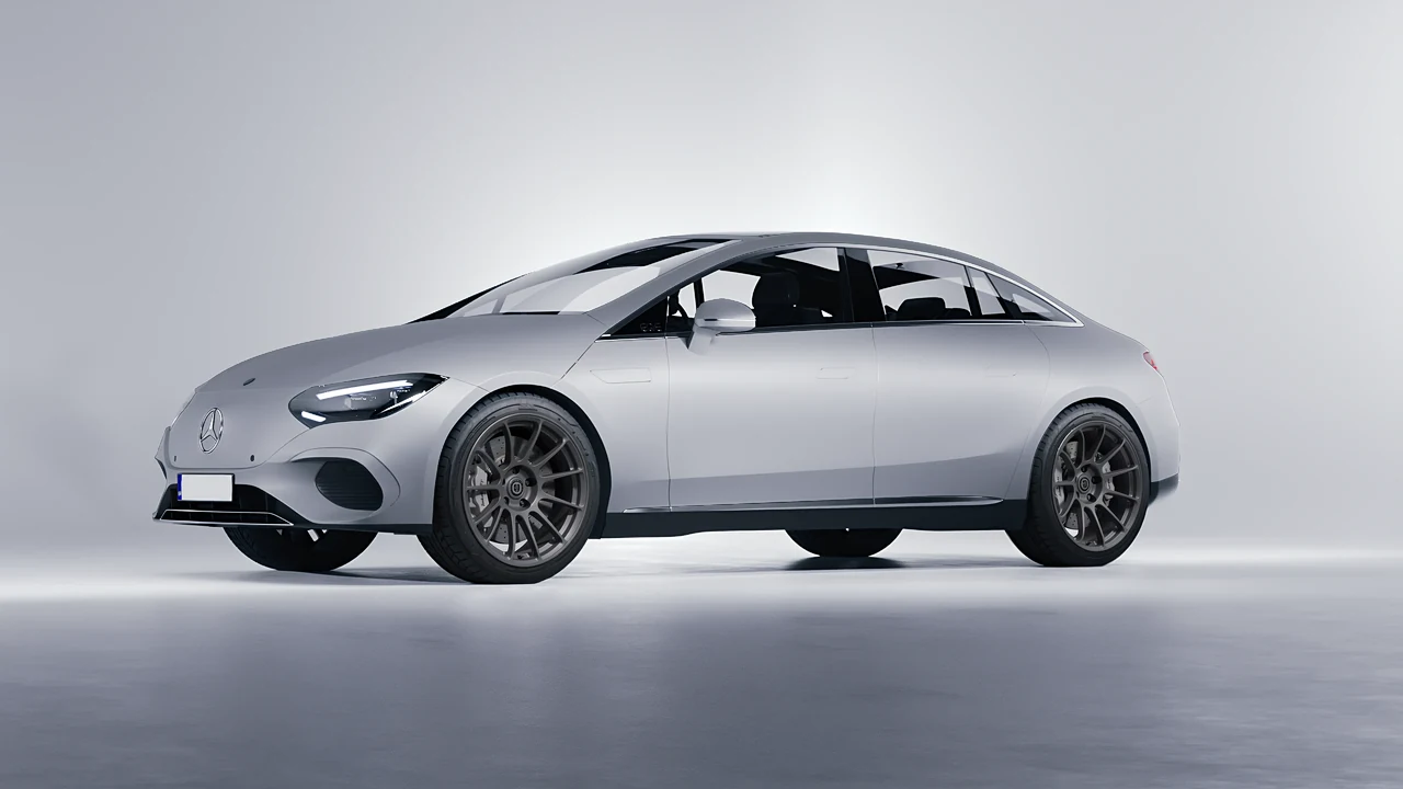 Mercedes-Benz EQE 2022 on HRE Performance Wheels RC103 forged wheels, front three-quarter view