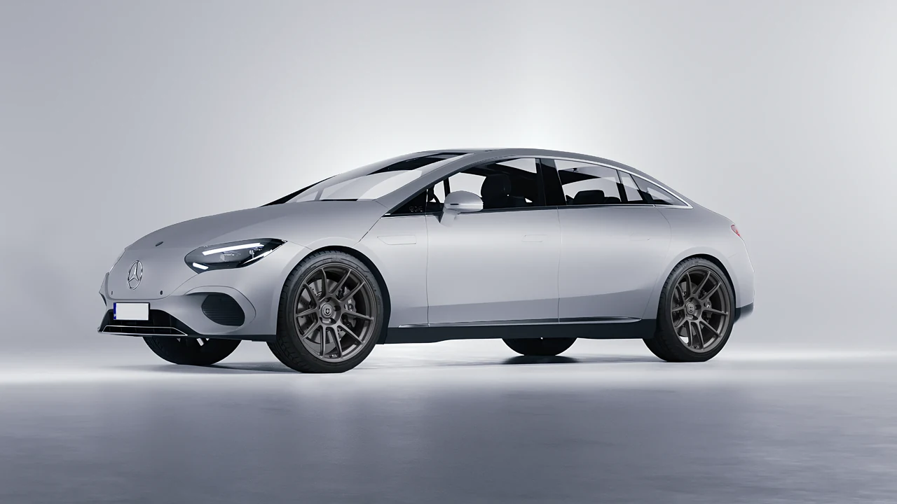 Mercedes-Benz EQE 2022 on HRE Performance Wheels RC104 forged wheels, front three-quarter view