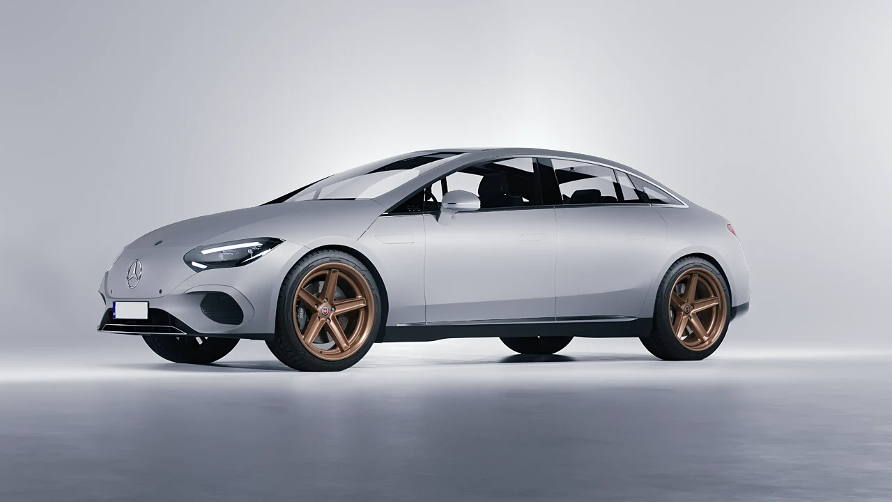 Mercedes-Benz EQE 2022 on HRE Performance Wheels Tusk forged wheels, front three-quarter view