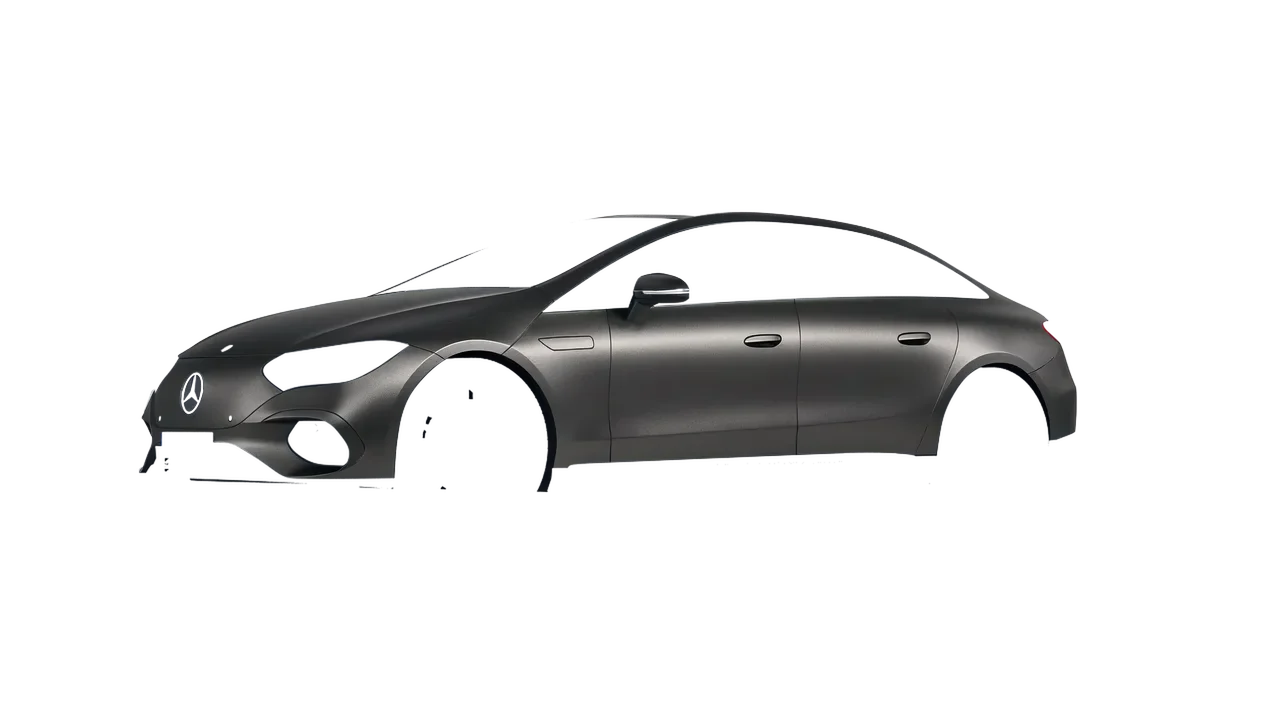 Mercedes-Benz EQE 2022 wrapped in Black Rock Grey (Avery Dennison SW900-823-M), front three-quarter view
