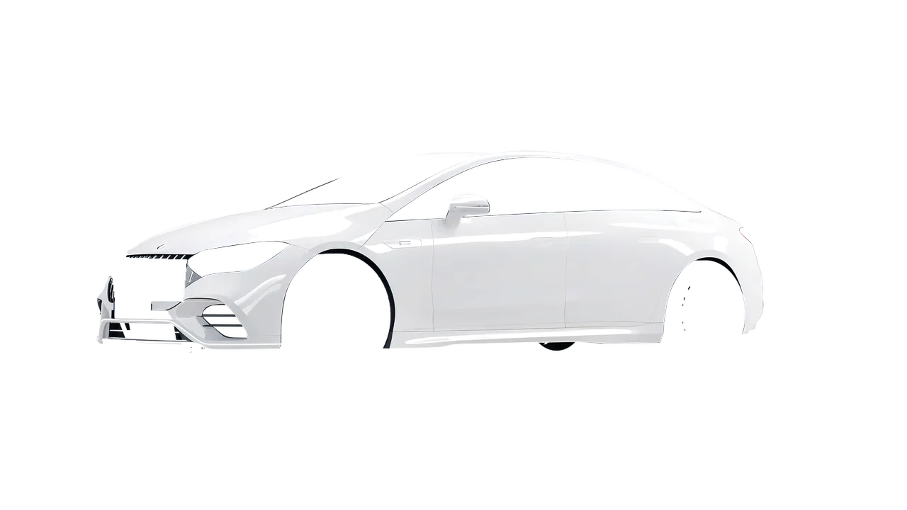 Mercedes-Benz EQE 53 AMG 2023 wrapped in Gloss White (3M G10), front three-quarter view