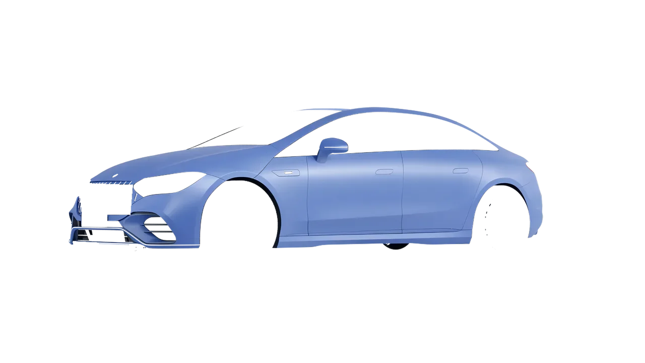 Mercedes-Benz EQE 53 AMG 2023 wrapped in Dreamline Blue (Avery Dennison SW900-616-O), front three-quarter view