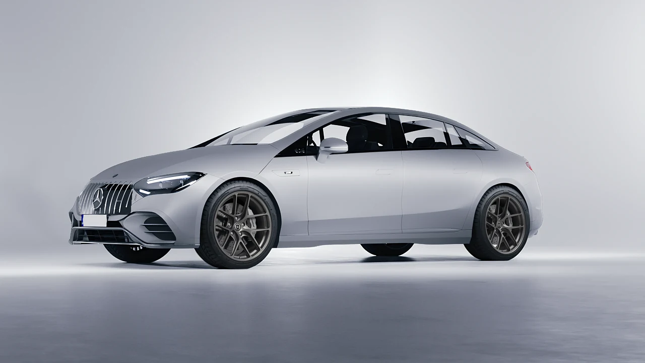 Mercedes-Benz EQE 53 AMG 2023 on HRE Performance Wheels R101-Lightweight forged wheels, front three-quarter view