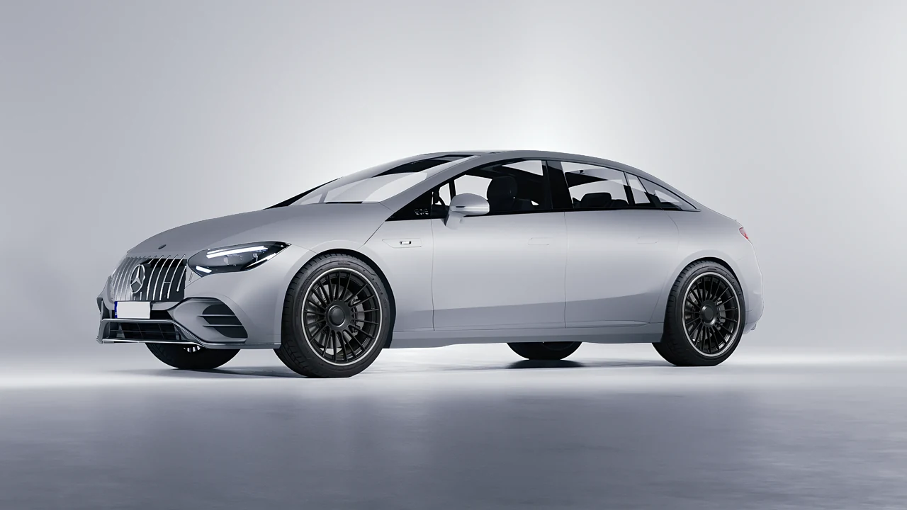 Mercedes-Benz EQE 53 AMG 2023 on RDB LA Twenty Two forged wheels, front three-quarter view