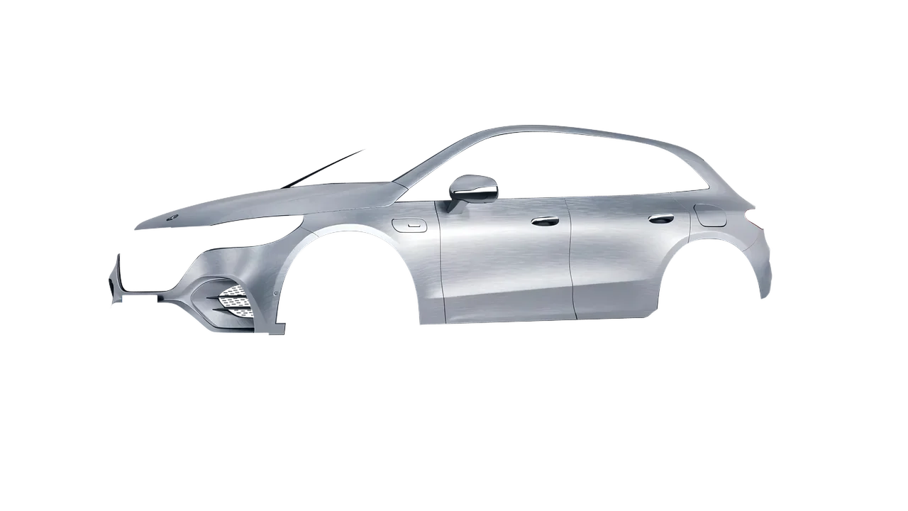 Mercedes-Benz EQE 53 AMG SUV 2023 wrapped in Brushed Aluminum (Avery Dennison SW900-812-X), front three-quarter view