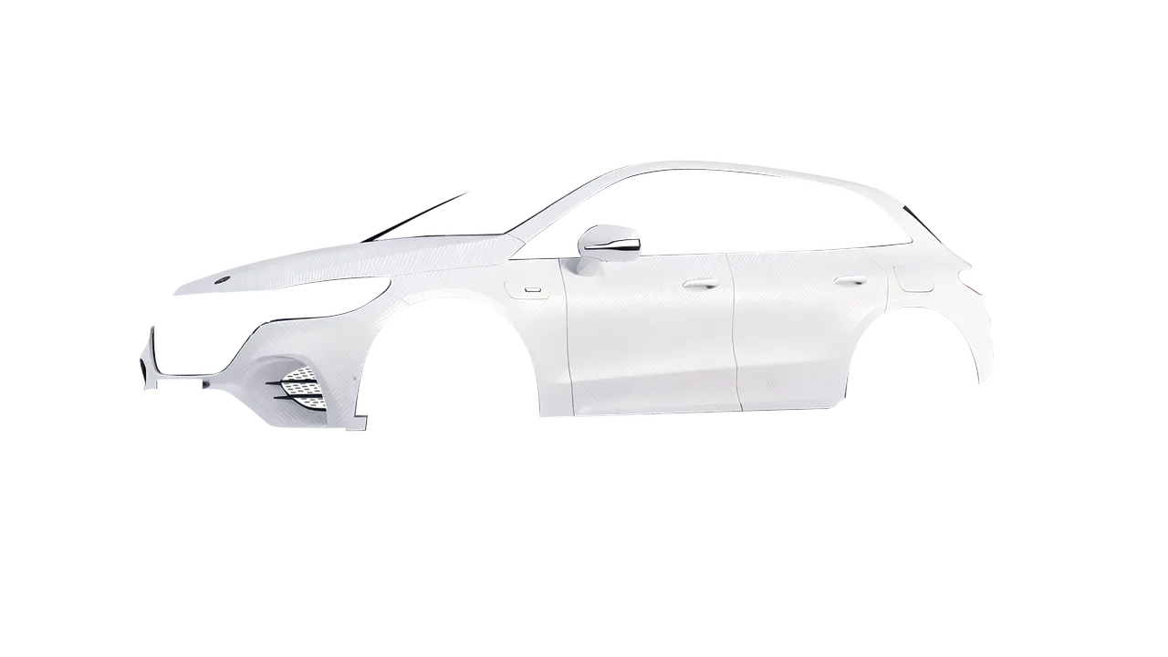 Mercedes-Benz EQE 53 AMG SUV 2023 wrapped in Carbon Fiber White (Avery Dennison SW900-115-X), front three-quarter view