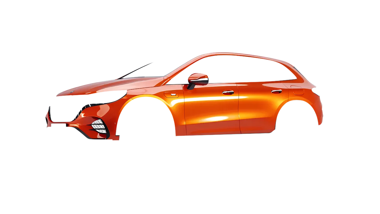 Mercedes-Benz EQE 53 AMG SUV 2023 wrapped in Fiery Orange (3M G364), front three-quarter view