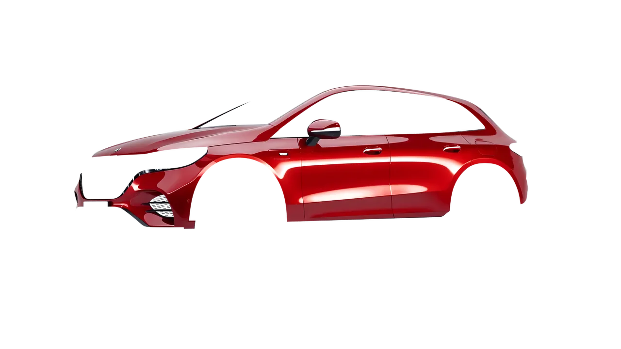 Mercedes-Benz EQE 53 AMG SUV 2023 wrapped in Hot Rod Red (3M G13), front three-quarter view