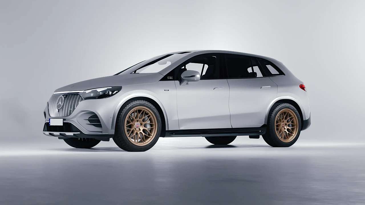 Mercedes-Benz EQE 53 AMG SUV 2023 on HRE Performance Wheels 300-GTS forged wheels, front three-quarter view