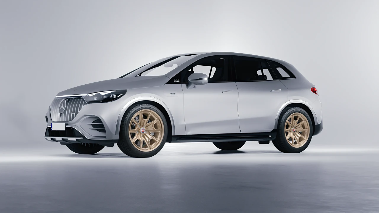 Mercedes-Benz EQE 53 AMG SUV 2023 on HRE Performance Wheels 427M forged wheels, front three-quarter view