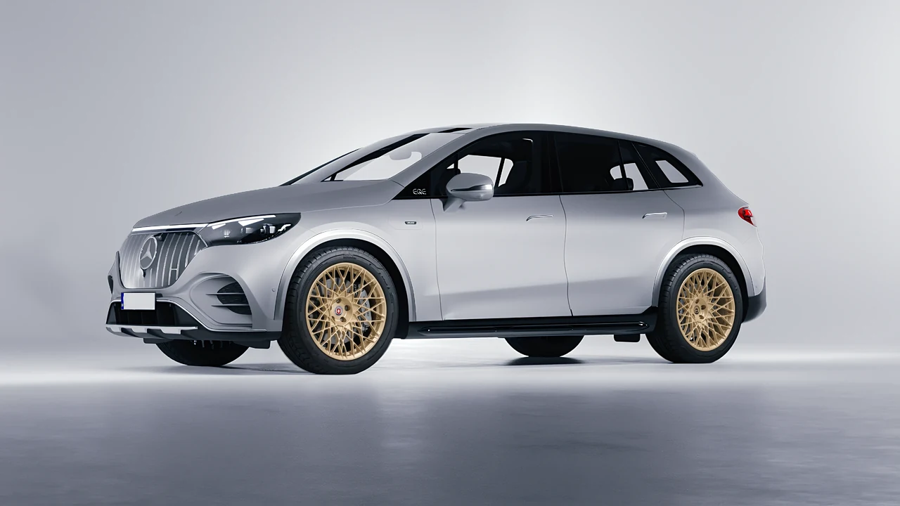 Mercedes-Benz EQE 53 AMG SUV 2023 on HRE Performance Wheels 501M forged wheels, front three-quarter view