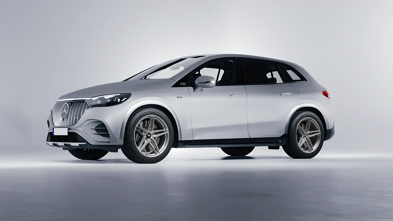 Mercedes-Benz EQE 53 AMG SUV 2023 on HRE Performance Wheels P107SC forged wheels, front three-quarter view