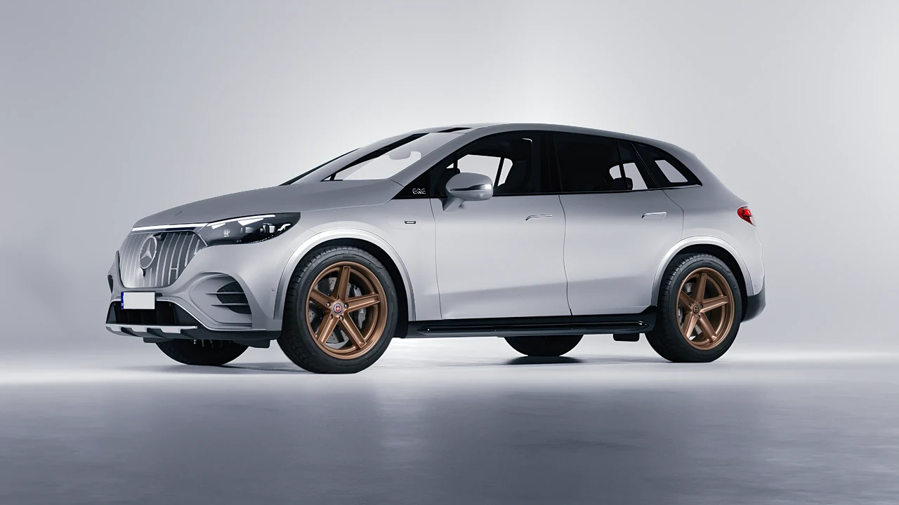 Mercedes-Benz EQE 53 AMG SUV 2023 on HRE Performance Wheels Tusk forged wheels, front three-quarter view