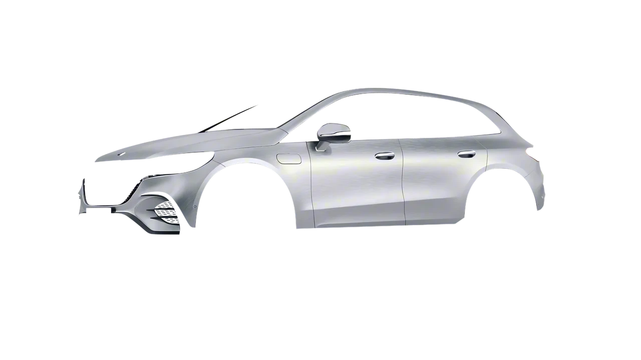 Mercedes-Benz EQE SUV 2023 wrapped in Brushed Aluminum (Avery Dennison SW900-812-X), front three-quarter view