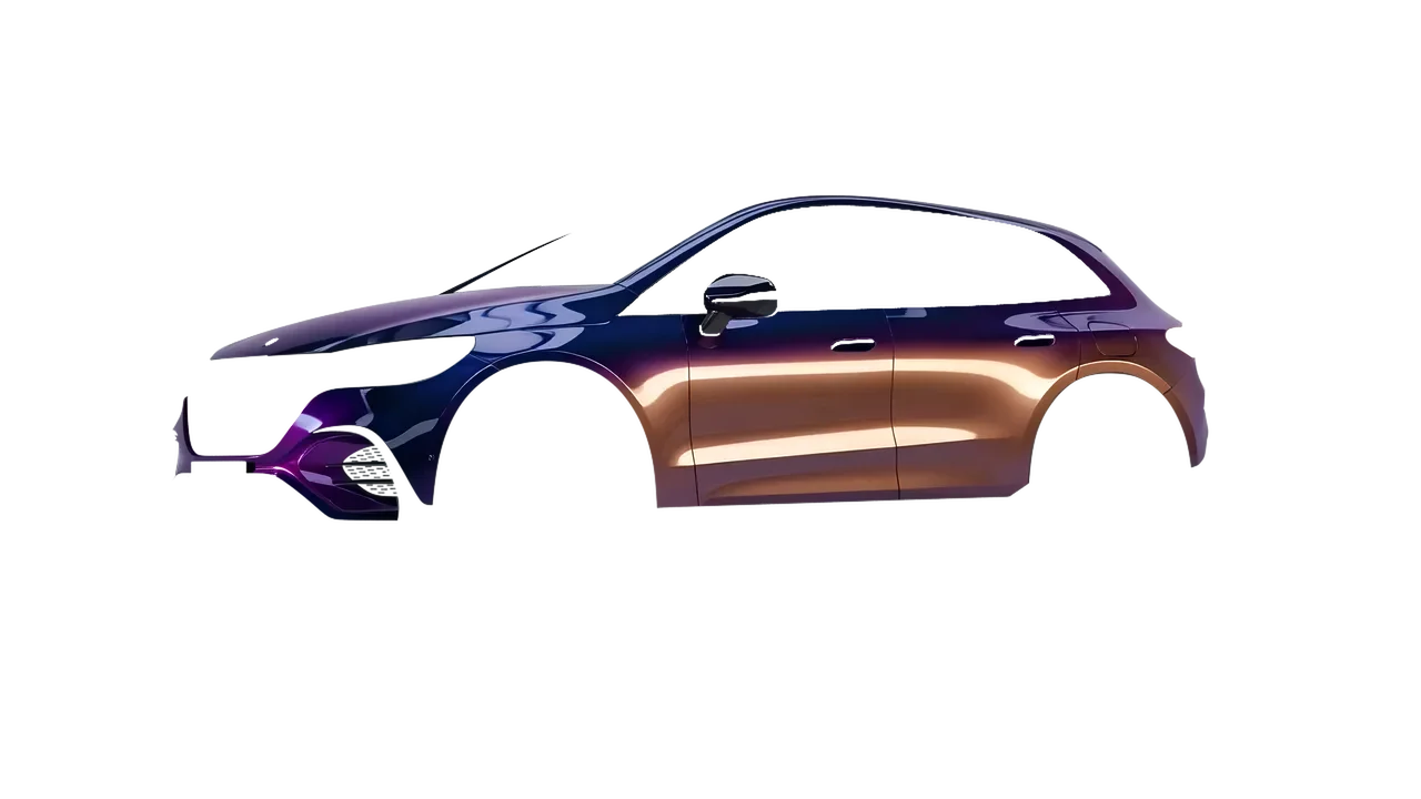 Mercedes-Benz EQE SUV 2023 wrapped in Gloss Flip Deep Space (3M GP278), front three-quarter view